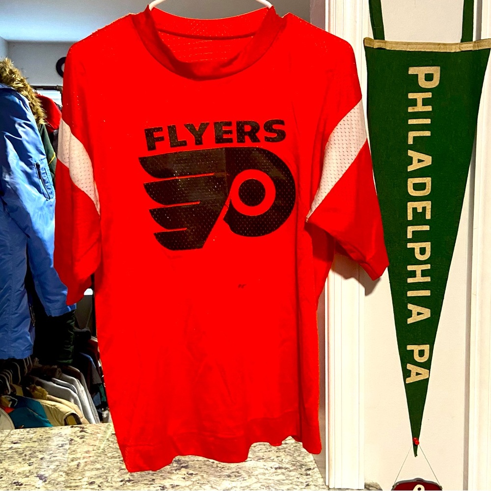 Rare Vintage Mens Medium Orange Philadelphia Flyers Throwback Football Jersey